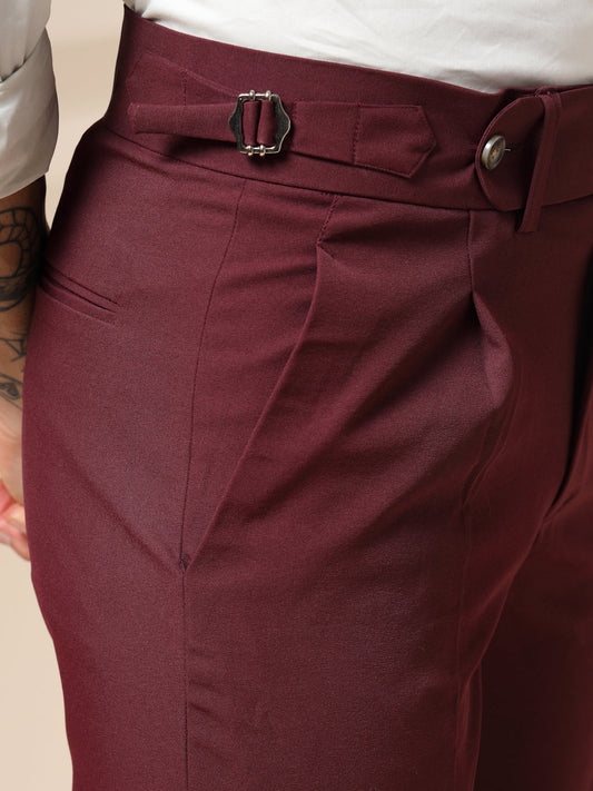 Wine Italian Elegant Gurkha Trousers by ITALIAN VEGA®