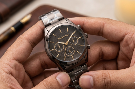Italian Vega Aurelio Chronograph Watch – Coffee Brown Luxury Timepiece