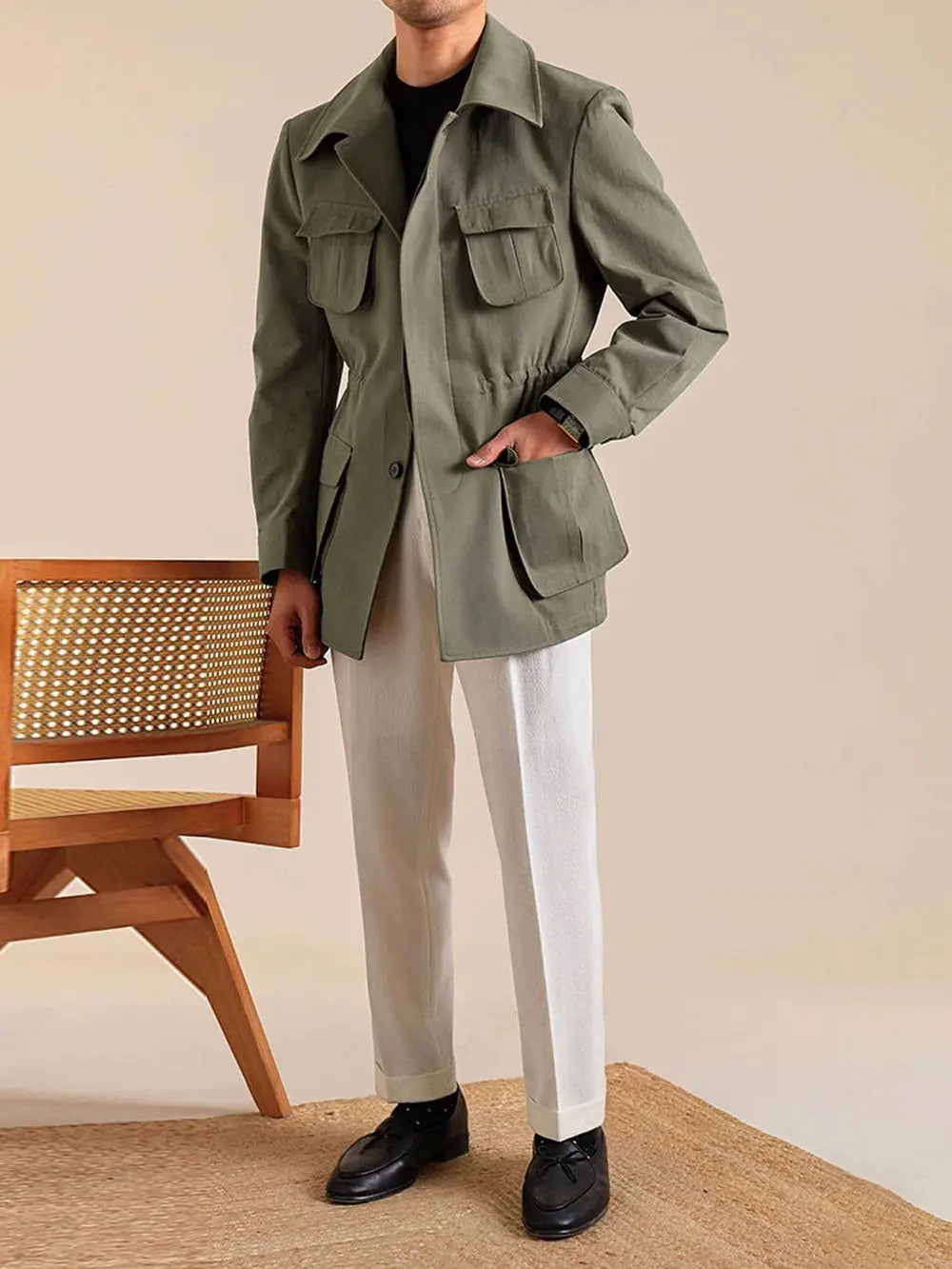 Retro Cotton Safari jacket - Slim Fit Jacket by Italian Vega