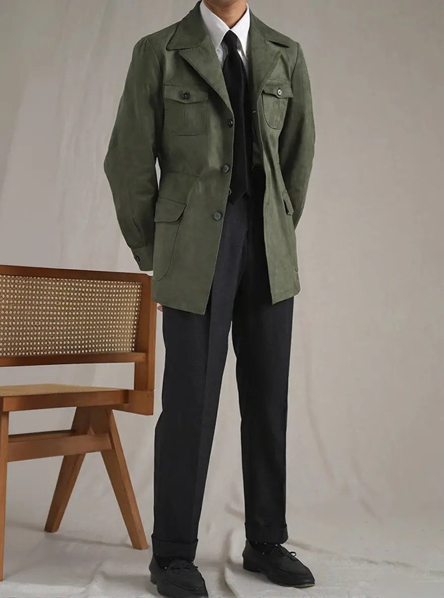 Vintage Suede Safari Jacket - Slim Fit Jacket by Italian Vega