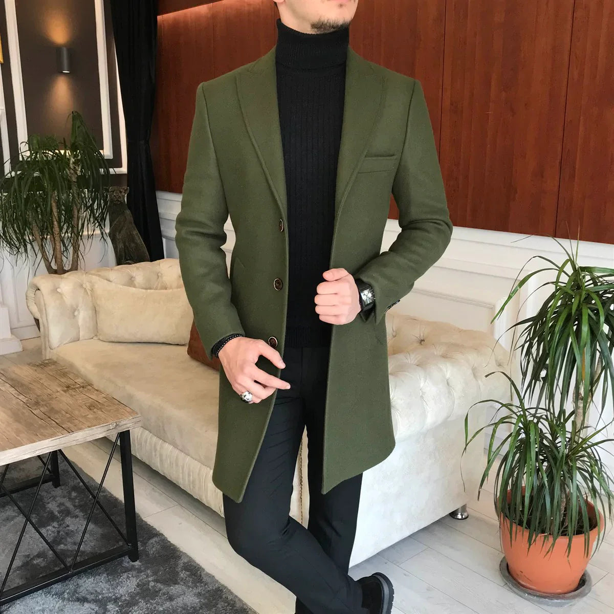 Charleston Dark Green Wool Blend Over Coat