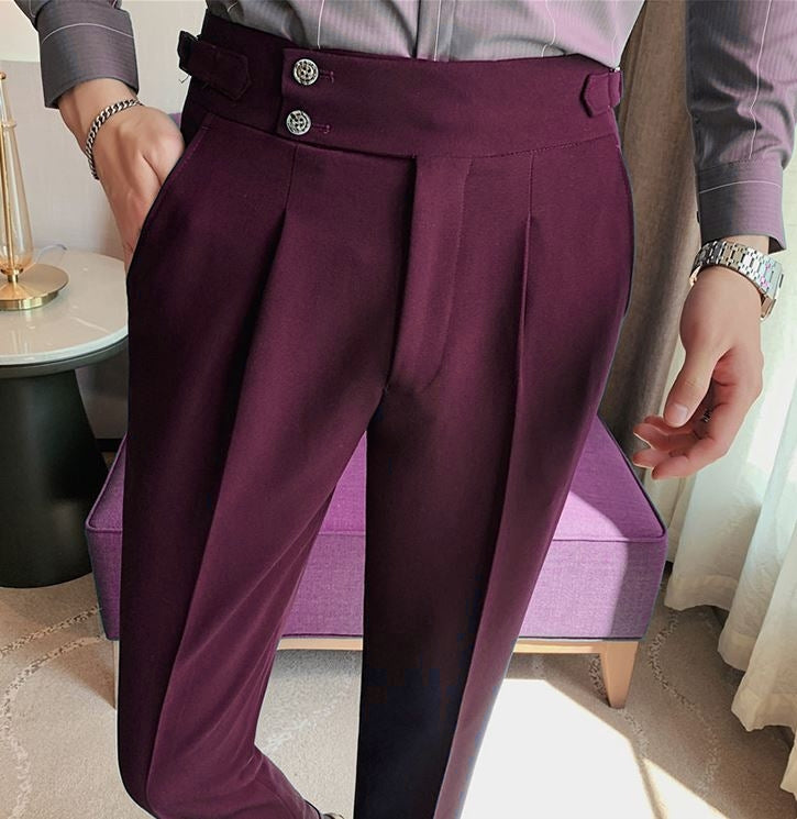 Wine Signature Buttoned Gurkha Pants by Italian Vega®