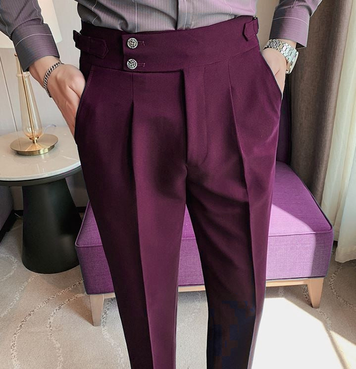 Wine Signature Buttoned Gurkha Pants by Italian Vega®