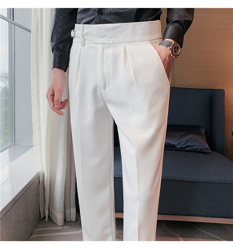 White Single Buckle Gurkha Pants by Italian Vega