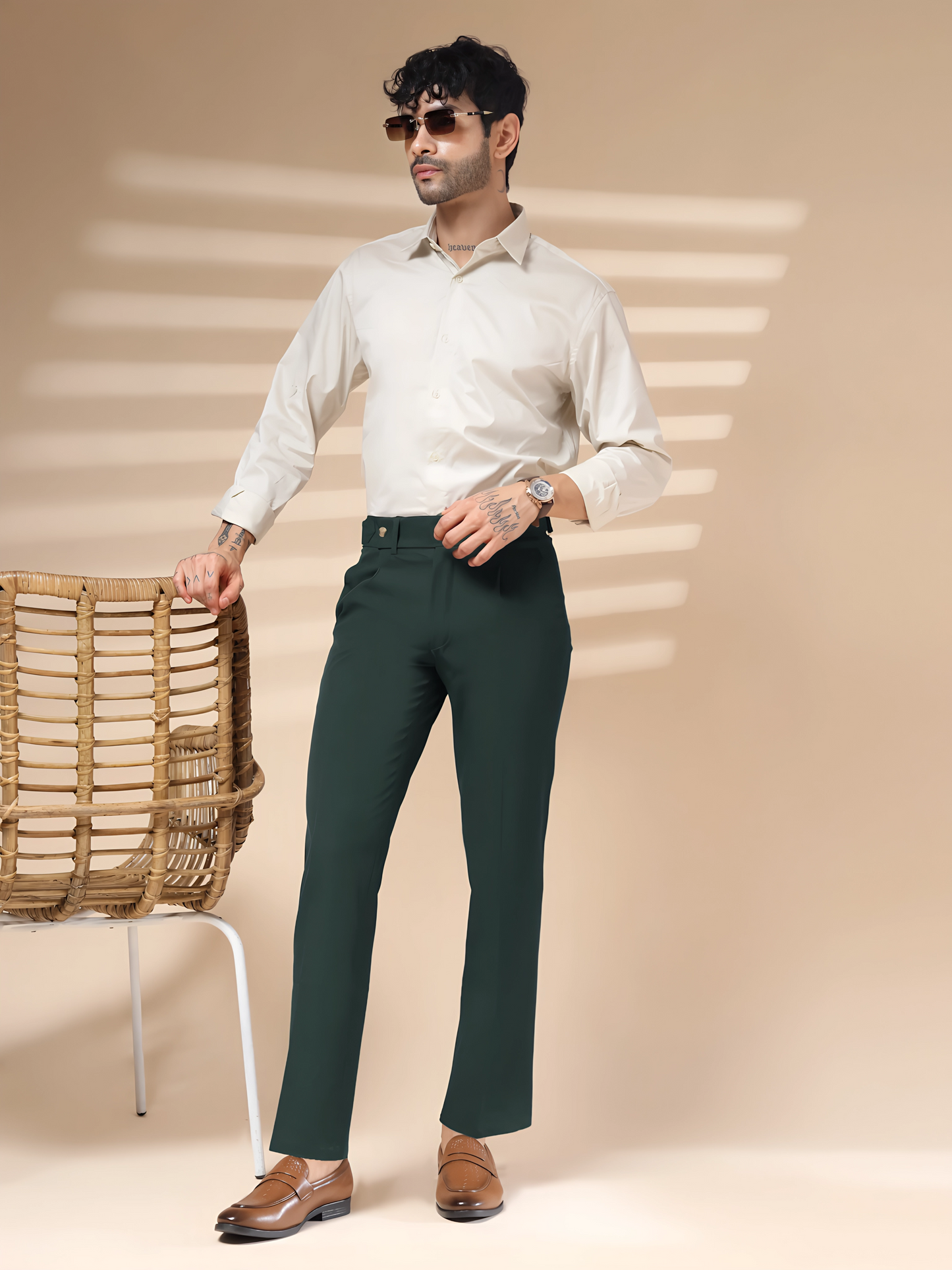 Bottle Green Oxford Gurkha Trouser by ITALIAN VEGA®