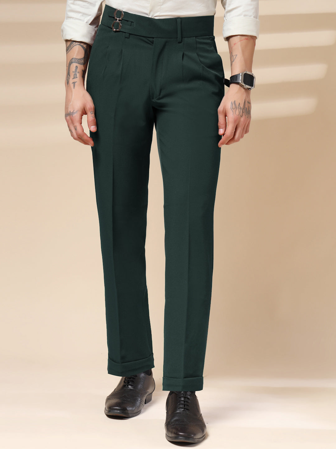 Bottle Green Double Buckle Gurkha Pants by ITALIAN VEGA®