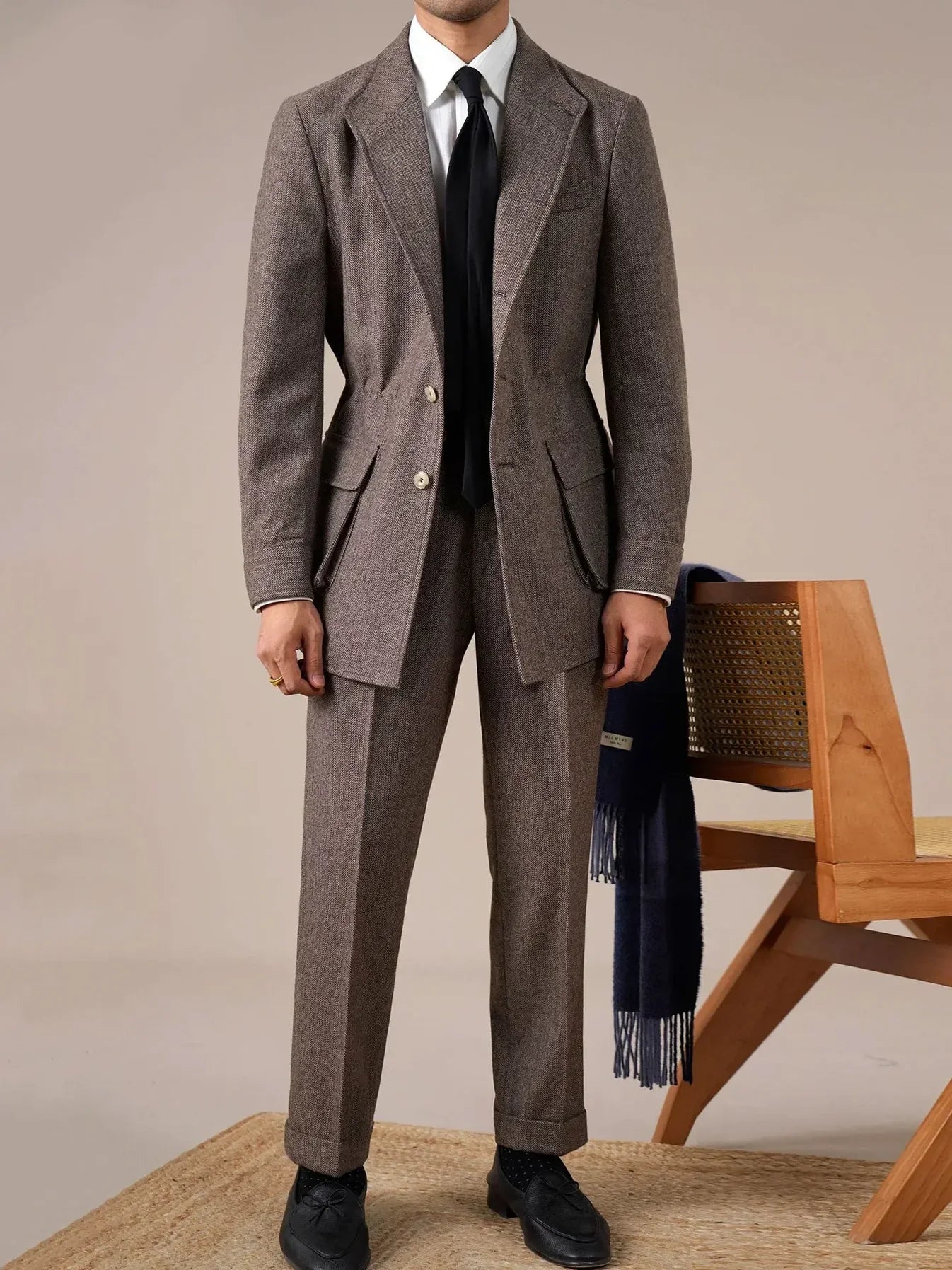Herringbone Spanish Jacket - Slim Fit Jacket by Italian Vega