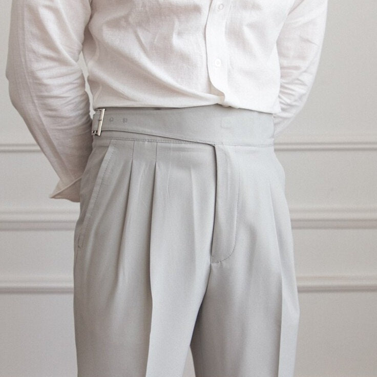 Ash Grey Classic Buckle Gurkha Pants by Italian Vega®