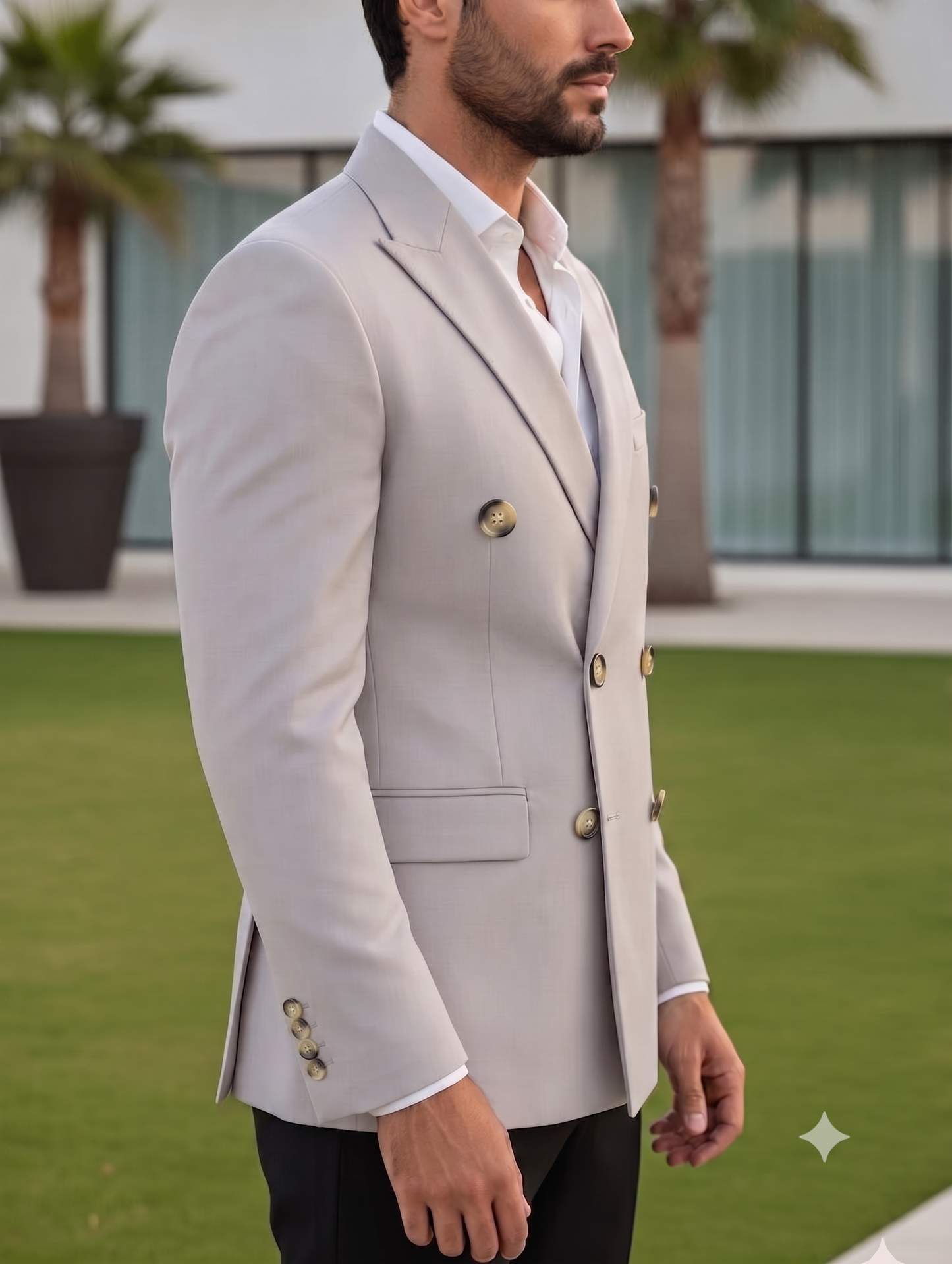 Ash Grey Double Breasted Blazer by Italian Vega®
