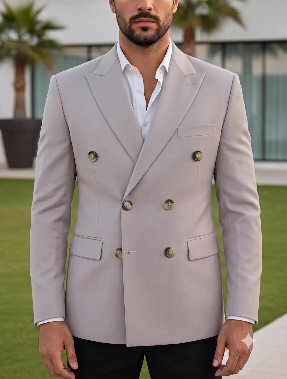 Ash Grey Double Breasted Blazer by Italian Vega®
