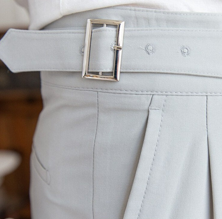 Ash Grey Classic Buckle Gurkha Pants by Italian Vega®