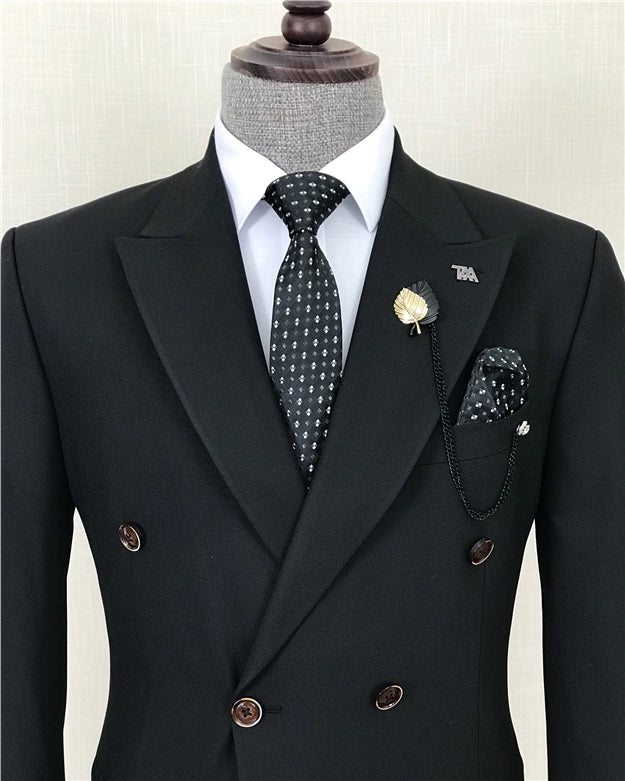 ITALIAN BLACK DOUBLE BREASTED MEN'S SUIT