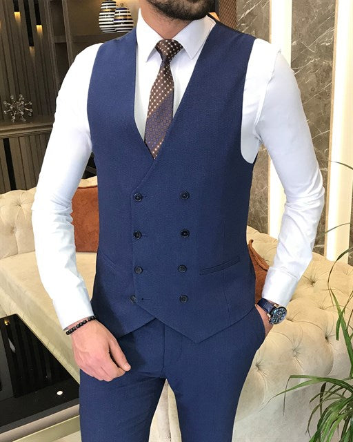 ITALIAN STYLE SLIM FIT MEN'S SUIT BLUE