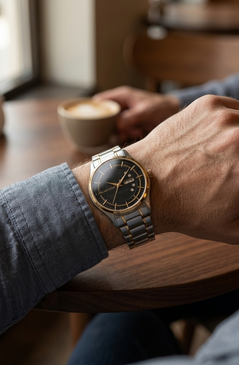 Italian Vega Royale Wave Two-Tone Stainless Steel Watch