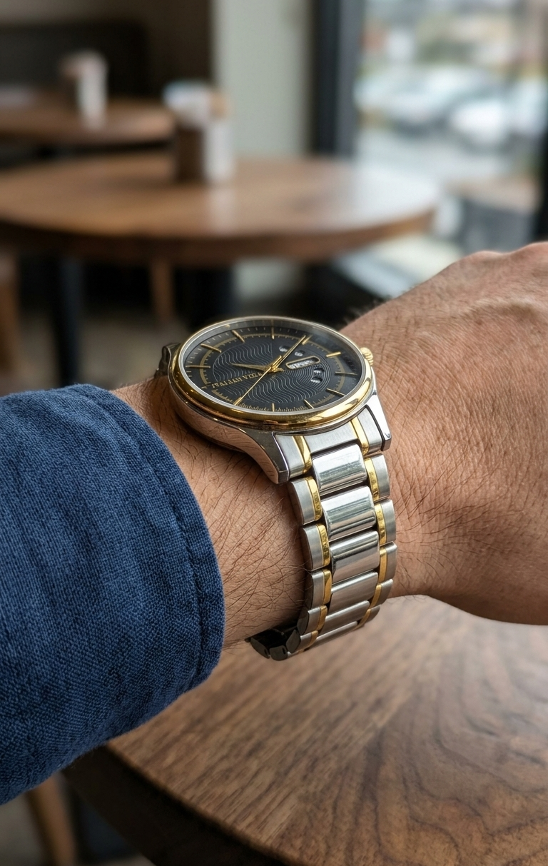 Italian Vega Royale Wave Two-Tone Stainless Steel Watch