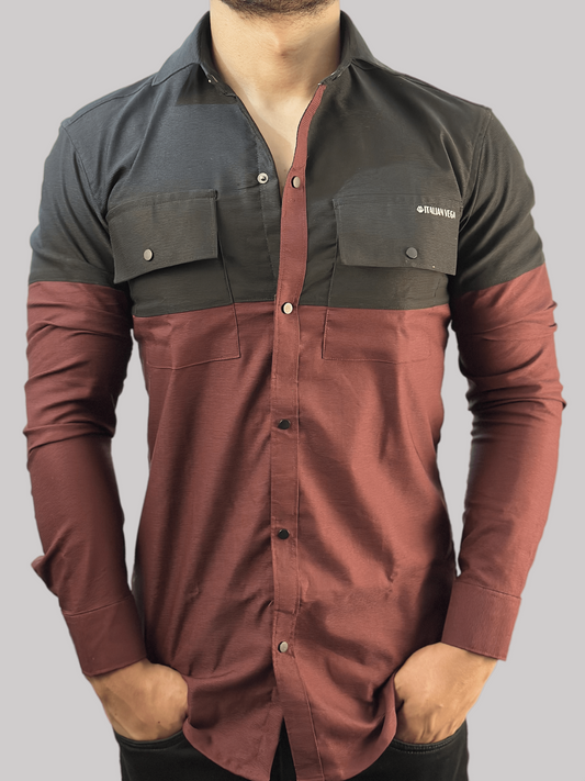 Italian Vega Dual Shade Corduroy Shirt T187