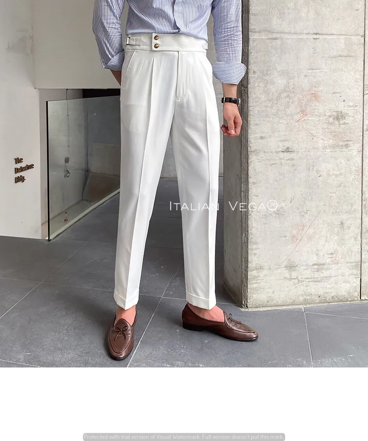 White Signature Buttoned Gurkha Pants by Italian Vega®