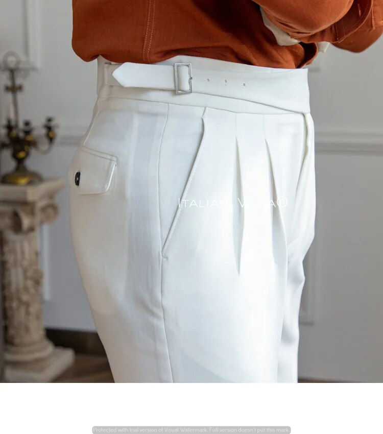 Frost White Classic Buckle Gurkha Pants by Italian Vega®