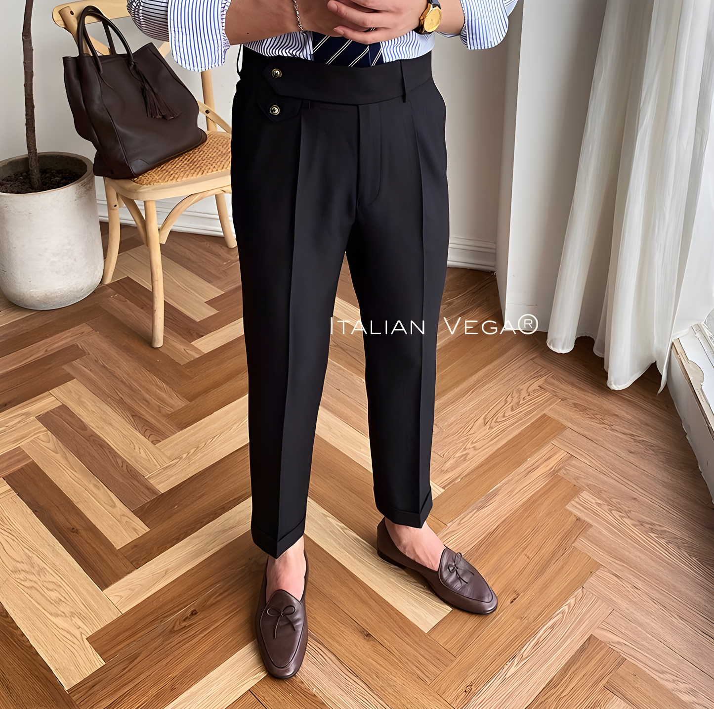 Black Signature Flap Gurkha Pants by ITALIAN VEGA®