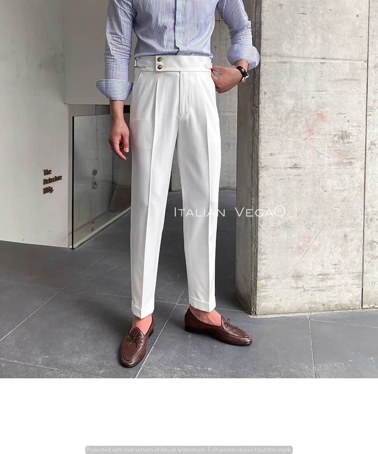 White Signature Buttoned Gurkha Pants by Italian Vega®