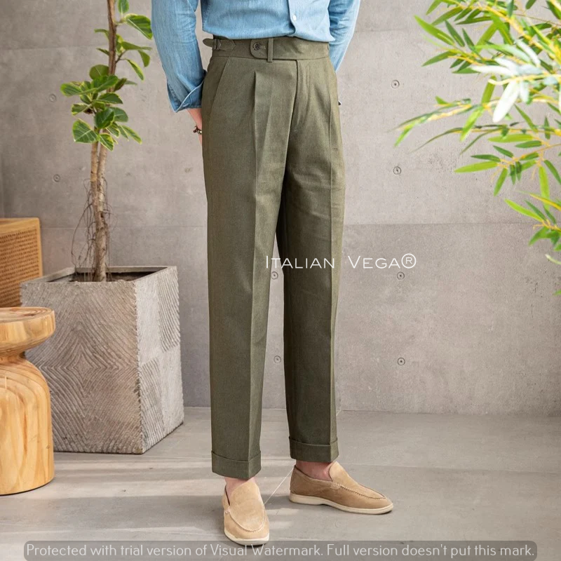 Pebble Italian Elegant Gurkha Trousers by Italian Vega®