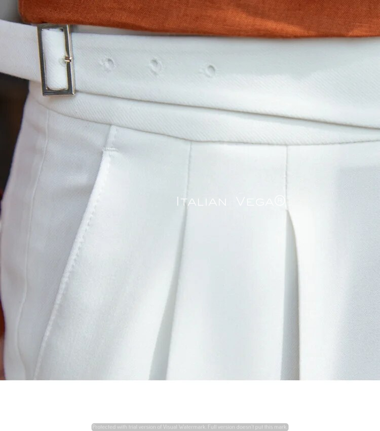 Frost White Classic Buckle Gurkha Pants by Italian Vega®