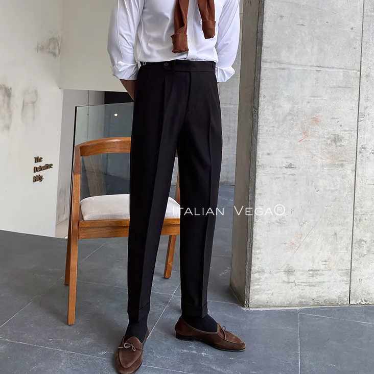 Black Italian Elegant Gurkha Trousers by Italian Vega®