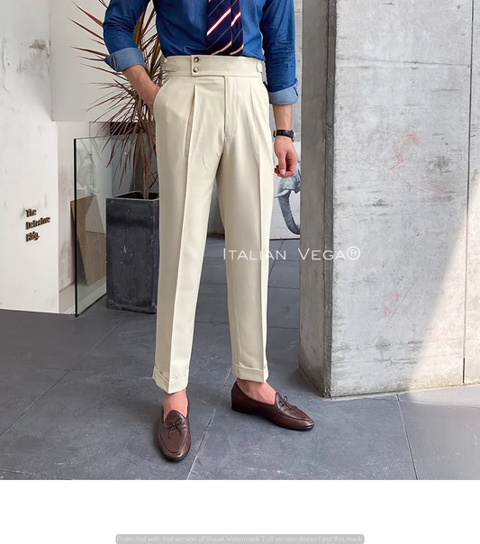 Biege Signature Buttoned Gurkha Pants by Italian Vega®