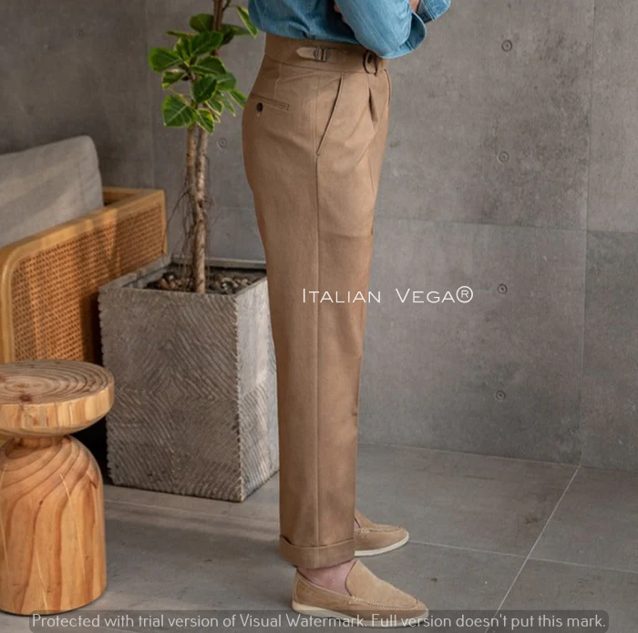 Brown Italian Elegant Gurkha Trousers by Italian Vega®