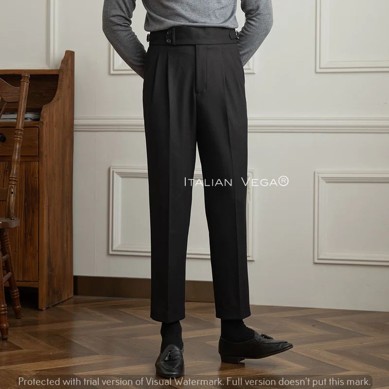 Black Woolen Gurkha Pants by Italian Vega®