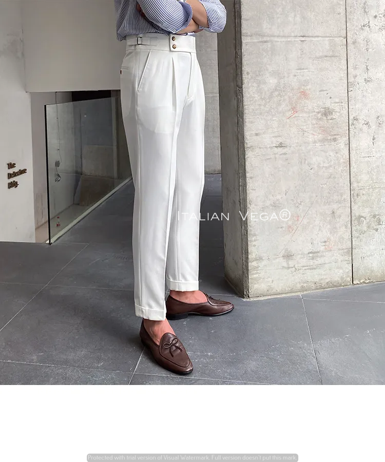 White Signature Buttoned Gurkha Pants by Italian Vega®