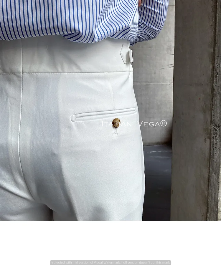 White Signature Buttoned Gurkha Pants by Italian Vega®