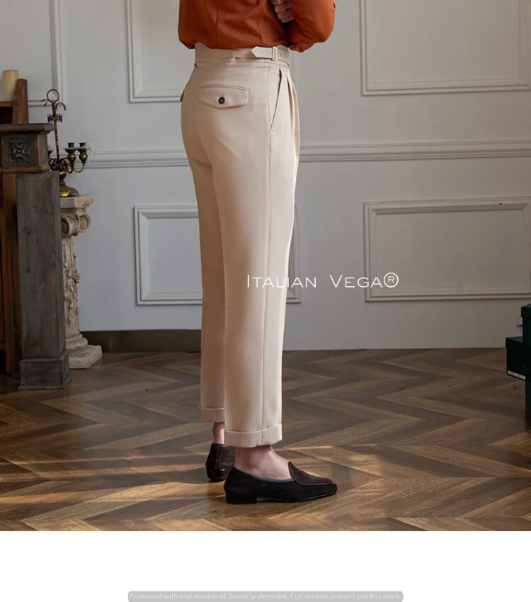 Beige Classic Buckle Gurkha Pants by Italian Vega®