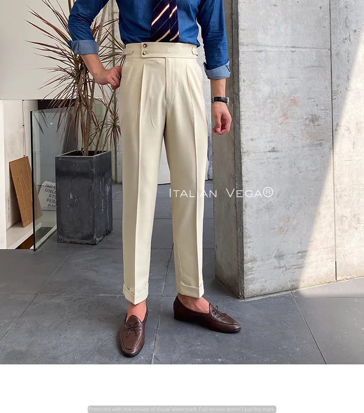 Biege Signature Buttoned Gurkha Pants by Italian Vega®