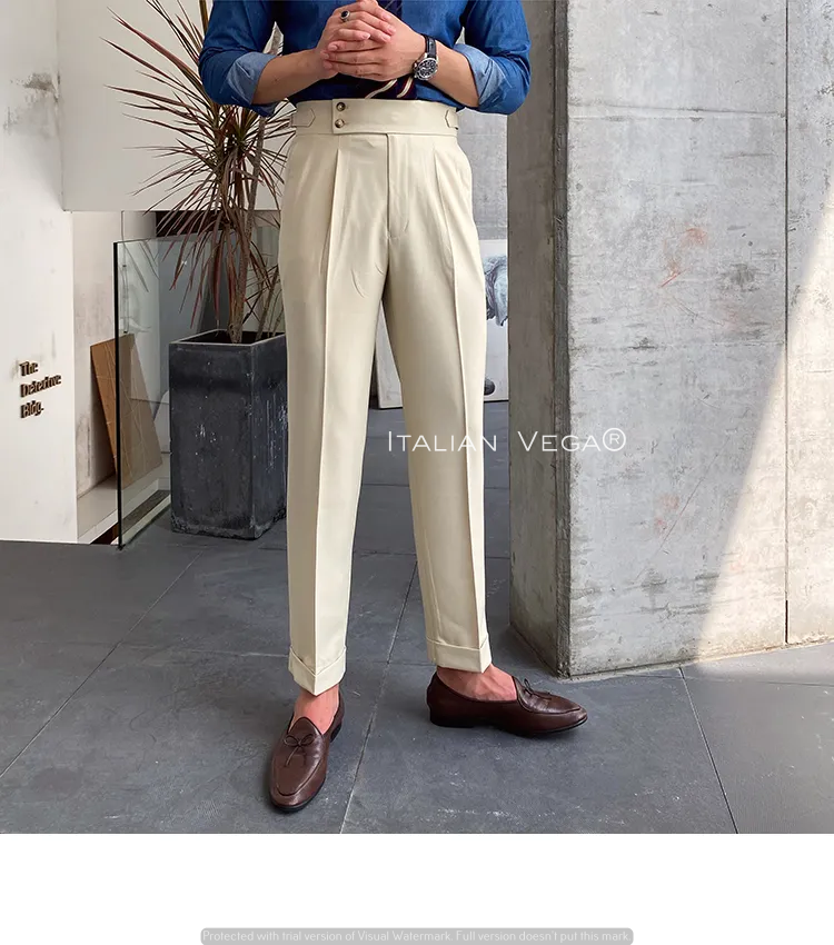 Biege Signature Buttoned Gurkha Pants by Italian Vega®