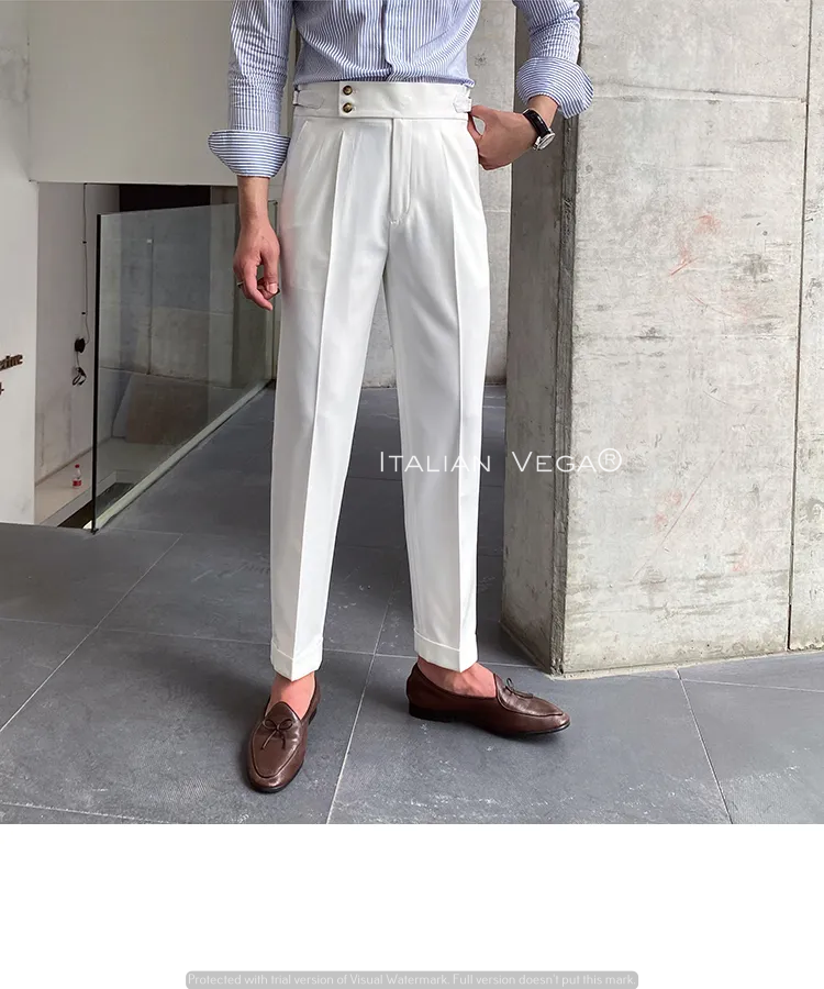 White Signature Buttoned Gurkha Pants by Italian Vega®