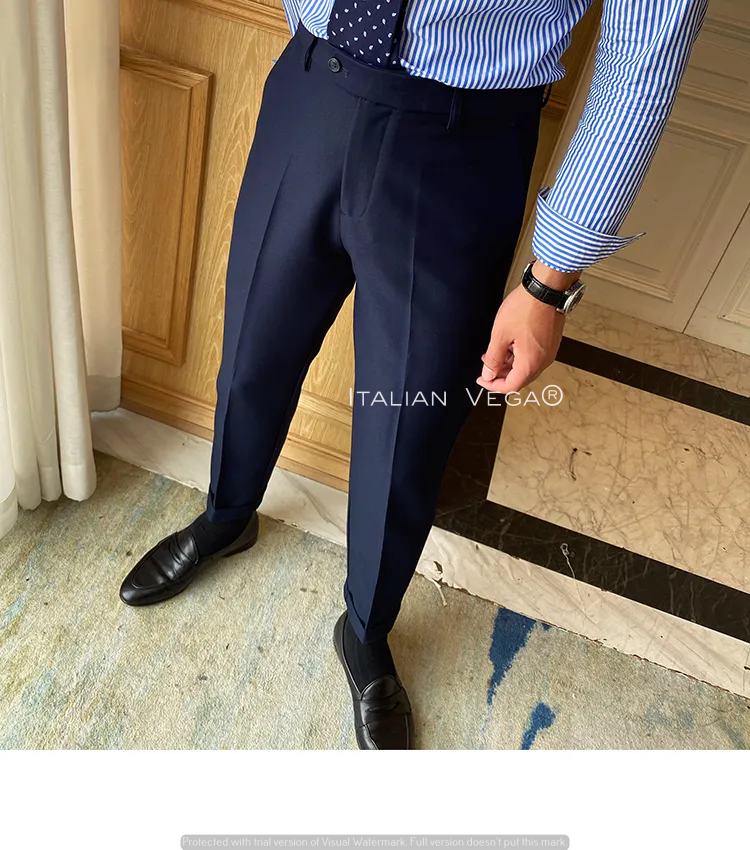 Navy Blue Men Formal Pants by Italian Vega®