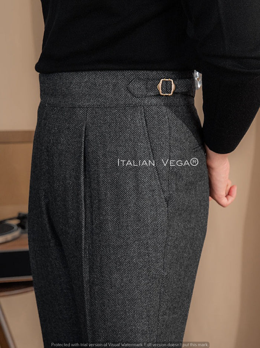 Grey Woolen Exotic Gurkha Pants by Italian Vega® Limited Edition