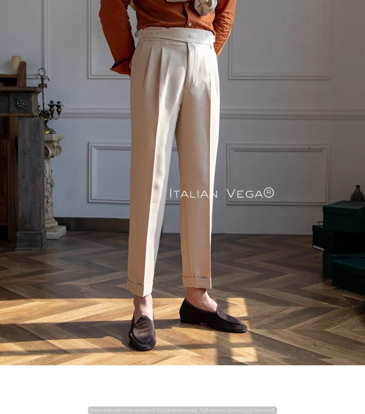 Beige Classic Buckle Gurkha Pants by Italian Vega®