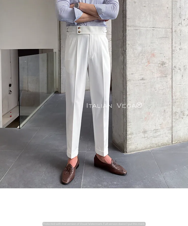 White Signature Buttoned Gurkha Pants by Italian Vega®