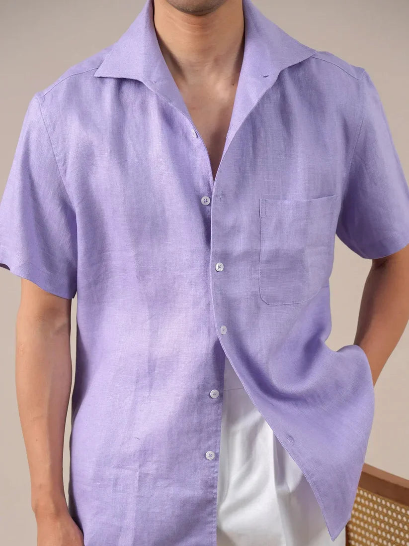 Italian Linnen Short Sleeves One Piece Cutaway Collor by Italian Vega