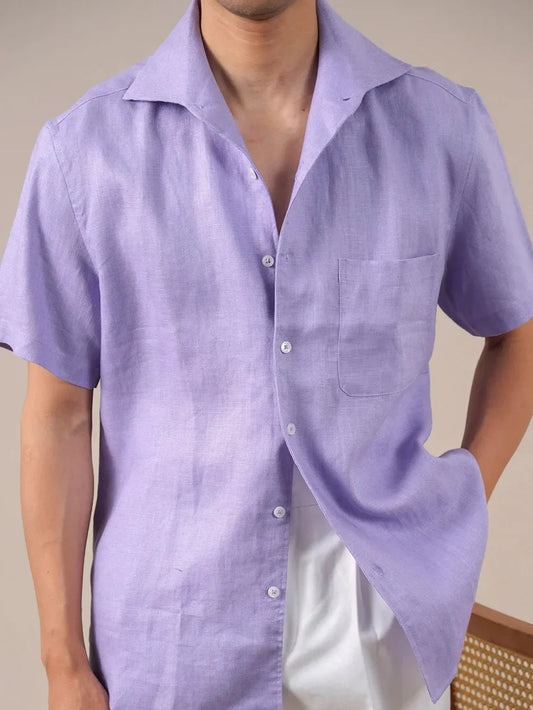 Italian Linnen Short Sleeves One Piece Cutaway Collor by Italian Vega