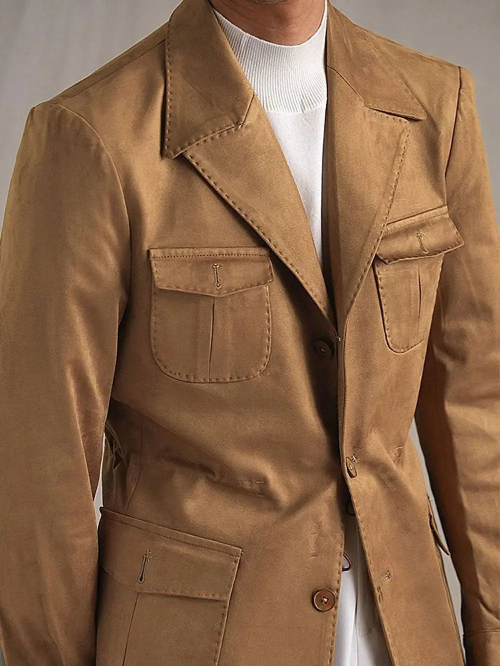 Vintage Suede Safari Jacket - Slim Fit Jacket by Italian Vega