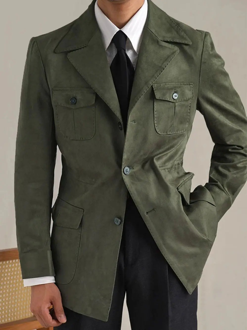 Vintage Suede Safari Jacket - Slim Fit Jacket by Italian Vega