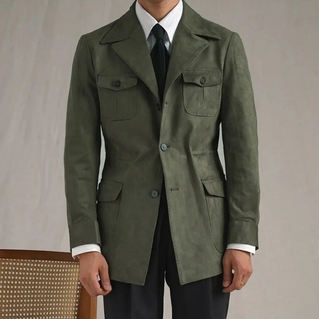 Vintage Suede Safari Jacket - Slim Fit Jacket by Italian Vega