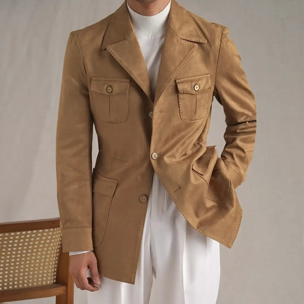 Vintage Suede Safari Jacket - Slim Fit Jacket by Italian Vega