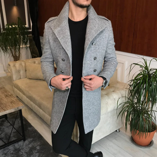 Alaska Ash Grey Double Breasted Coat