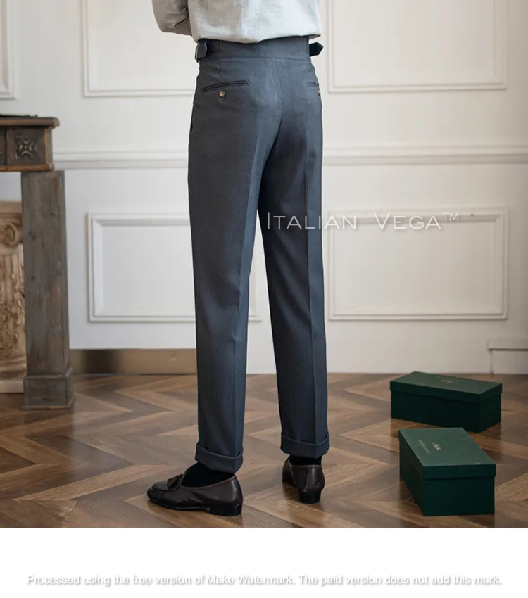 Elephant Grey Classic Buckle Gurkha Pants by Italian Vega®