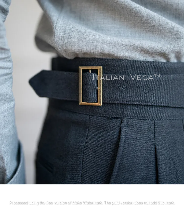 Elephant Grey Classic Buckle Gurkha Pants by Italian Vega®