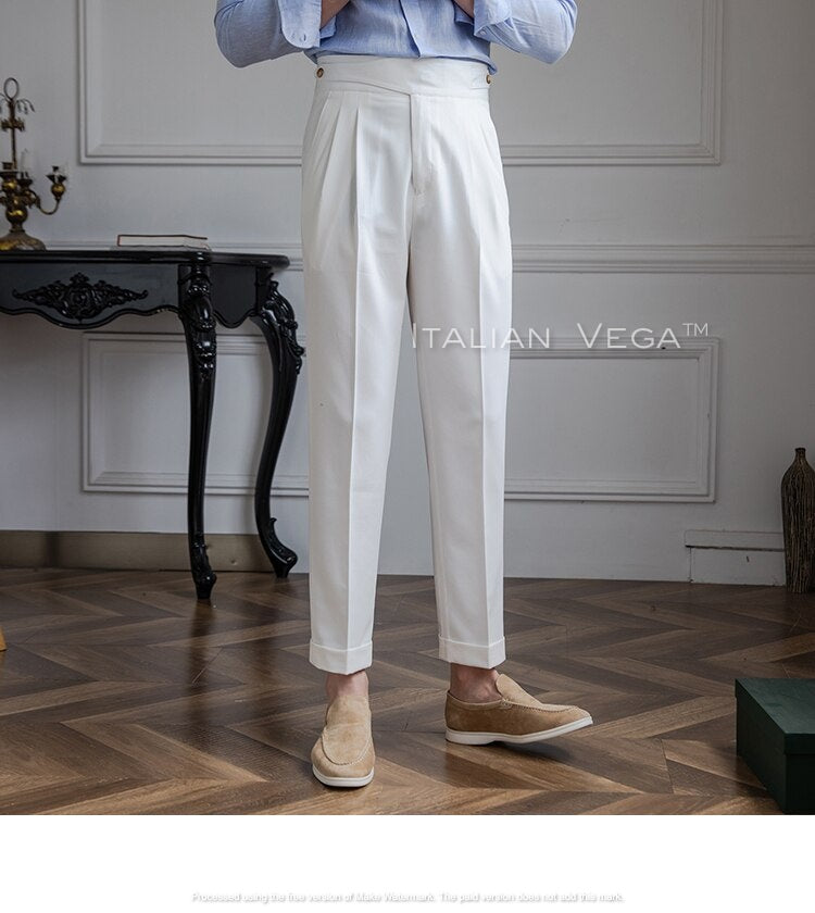 Frost White Classic Buttoned Gurkha Pants by Italian Vega®